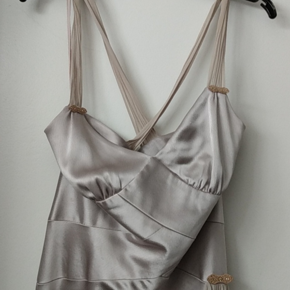 Jones New York evening dress. Color is champagne size 12. Irregular hem chiffon